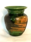 1970'S ROYAL HAEGER EARTH WRAP & ORANGE PEEL ART POTTERY VASE-GREEN/ORANGE/BROWN