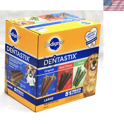 DENTASTIX Large Dog Dental Treats Variety Pack - Original, Beef & Fresh 2.73 lb