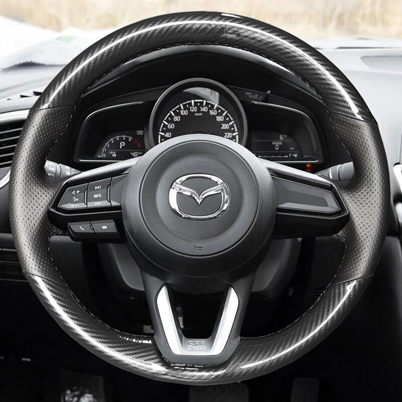 Cubierta de volante de coche de cuero cosida a mano para Mazda 3 Axela 2017-19 Mazda 6 Foto 3 de 4