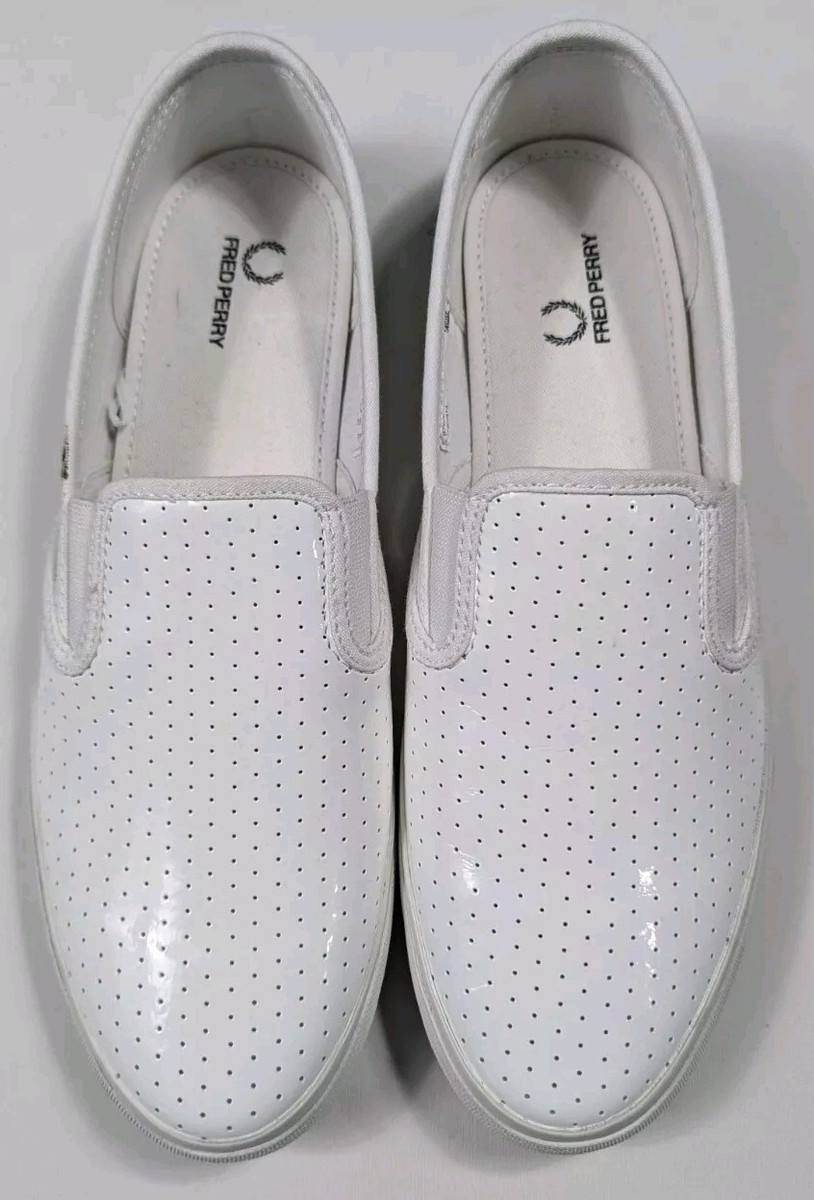Fred Perry Patent Leather Slip-Ons White Perf Toe Men's 10 | eBay