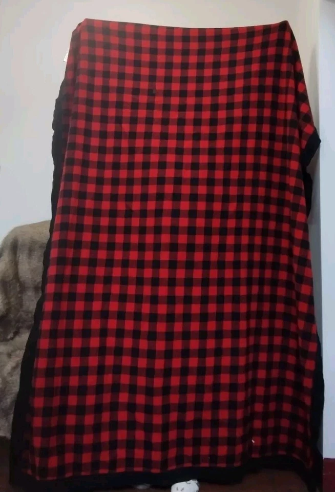 Manta vintage de pana a cuadros búfalo rojo y negro mezcla de lana tamaño doble  Foto 4 de 4