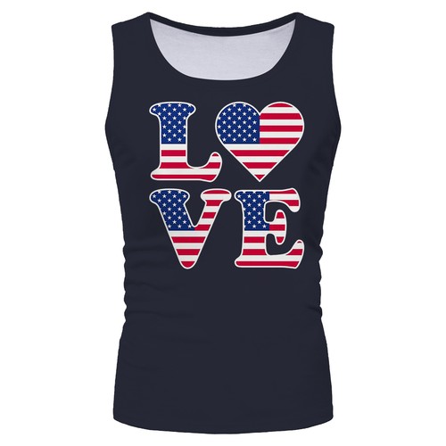 Men's Vest Top Independence Day Flag Printed Casual Shirt Sleeveless Tank Tee - Picture 65 of 141
