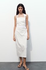 NWT ZARA GABARDINE HALTER MIDI DRESS SIZE MEDIUM