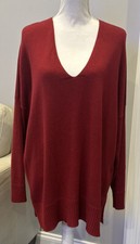 NWT Eileen Fisher Organic Cotton V-Neck Box Sweater Top Deep Claret Sz1X