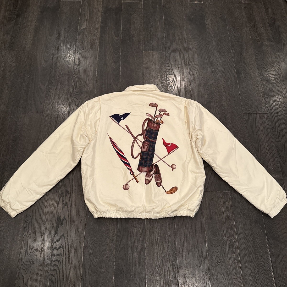 Rare 1980s/90s Polo Ralph Lauren Ivory White Golf Print Rare 1980s/90s Polo Ralph Lauren Ivory White Golf Print