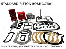 STANDARD ENGINE MASTER REBUILD FITS KOHLER K341, M16, VALVES GASKET SET WITH ROD