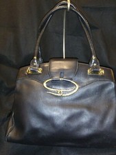 Fabulous Immaculate Italian Leather St. John Black Satchel 15" X 12" X 5"