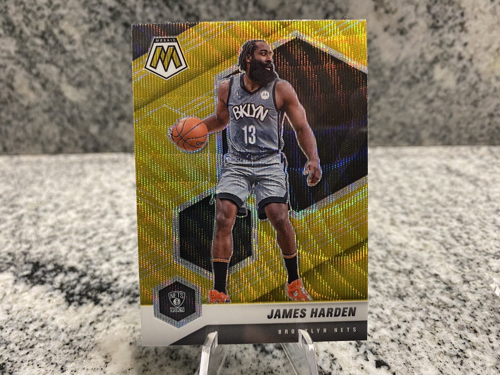 2020-21 Panini Mosaic Mosaic Gold Wave #173 JAMES HARDEN  Brooklyn Nets 76ers SP