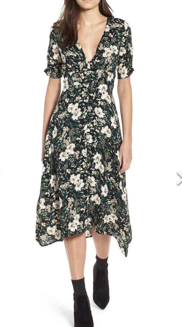 Floral Print Astr The Label Button Front Midi Dress ASTR The Label