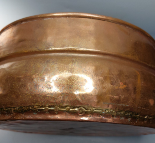 Vintage Rustic Hand Forged Hammered Copper Cauldron Cast Iron Handles 14x11 Pot - Picture 15 of 24