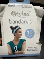 Pack of 8 White Bandanas Large Cotton 22 x 22 in Party Easy to Personalize Style