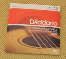 EJ17 D'Addario Phosphor Bronze Acoustic Guitar Strings Medium 13-56