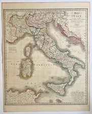 ITALY  the states of Italy 1843 JAMES WYLD VERY LARGE ANTIQUE MAP