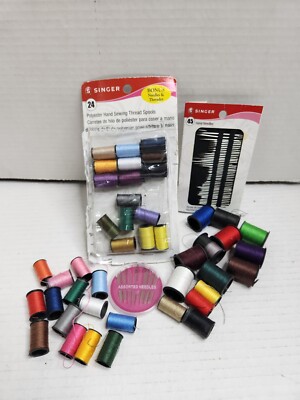 Hand Sewing Thread Lot Polyester Spool Embroidery Needles Point Craft Supply 