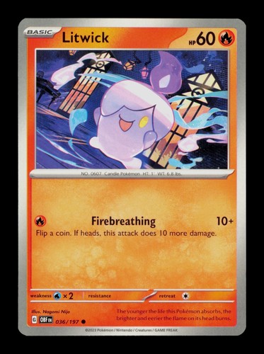 Litwick 036/197 Pokemon Scarlet&Violet Obsidian Flames Trading Card TCG ...