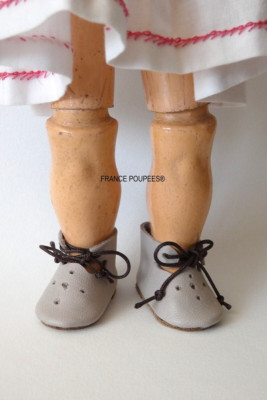 Schuhe Echtleder 4 cm für alte französische deutsche Puppe 19. Jh.