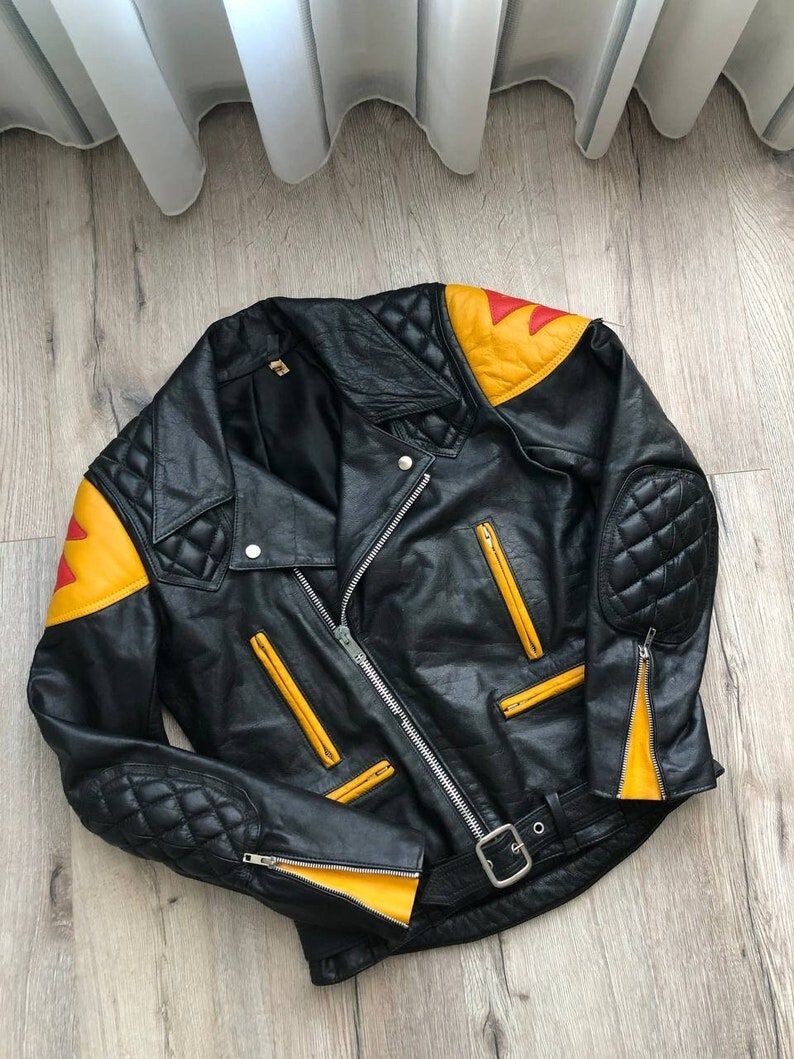 Handmade Mens Motorcycle Racing Zipper Leather Jacket