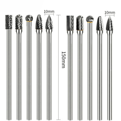 150mm 1/4Shank 10mm Cutting Edge Carbide Burr Long Carving Grinder Abrasive Tool