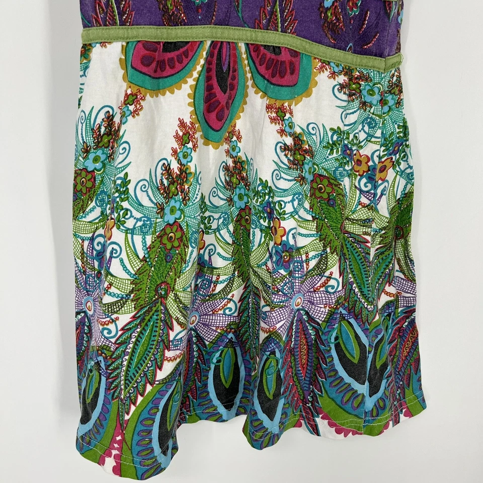 Vestido Desigual Niñas 7-8 Verde Sin Mangas Berrandule Floral Bordado Mini Foto 4 de 4