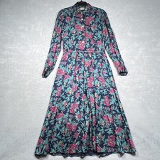Vintage Talbots Dress Womens SZ 8 Multicolor Floral Button Down Long Sleeve Maxi