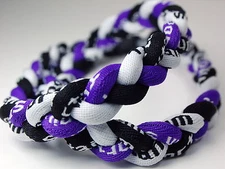 NEW! BASEBALL Titanium TORNADO Sports Necklaces 20" Purple Black White 3 ROPE