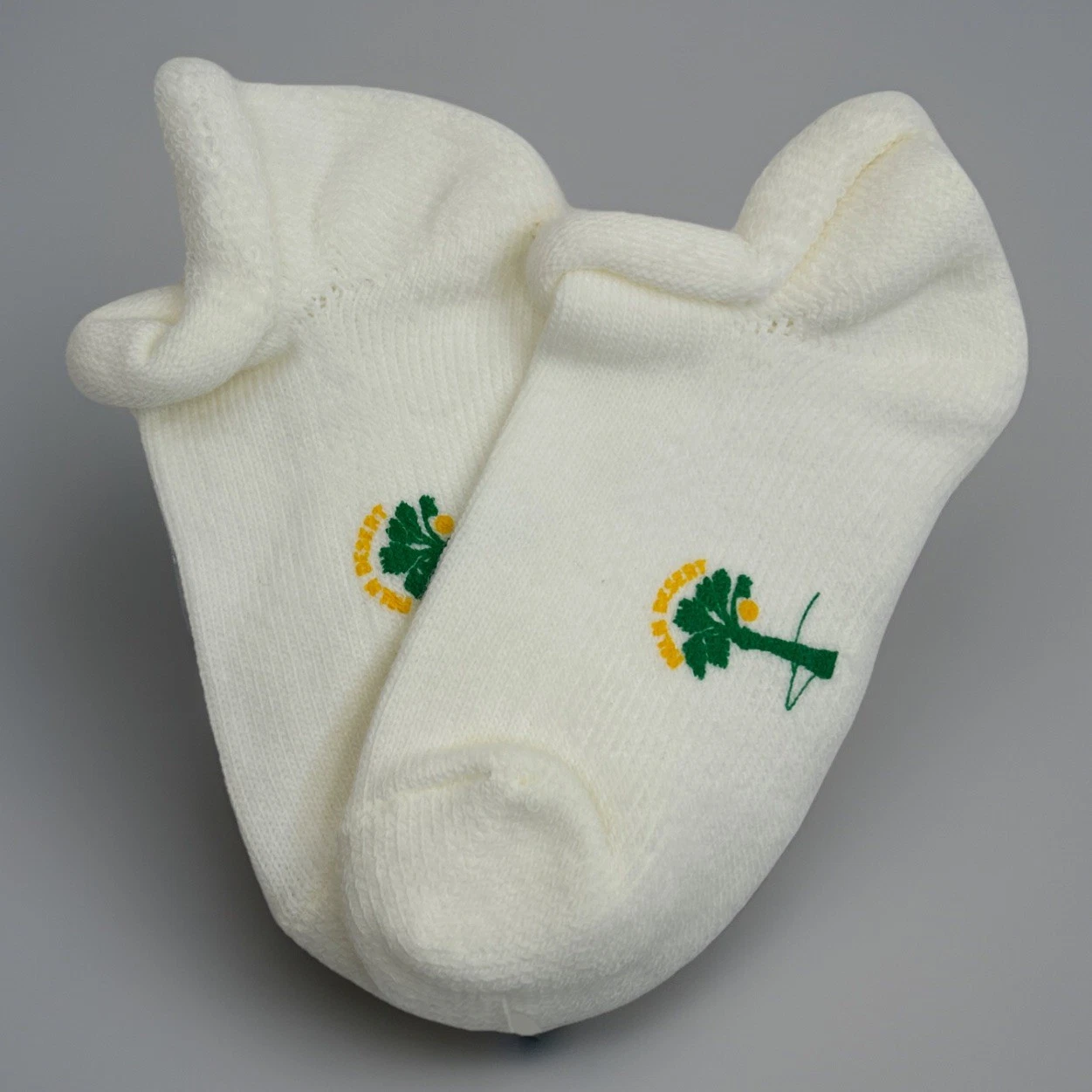 VTG Socks Acrylic Blend White Roll Top Down Ankle 9-11 80s 90s NOS Palm Desert