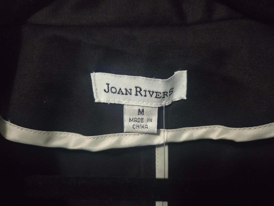 Blazer Joan Rivers Negro Botón Dorado Blanco Costura Mediano Nuevo con Etiquetas Foto 2 de 4
