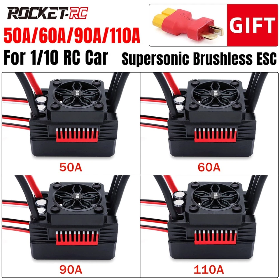 Rocket-V2 50A 60A 90A 110A Brushless ESC Waterproof 6A BEC for 1:10 RC Car Model - Image 4 of 4