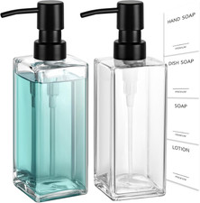 GMISUN Glass Soap Dispenser with Stainless Steel Pump, Clear Hand Soap Dispenser
