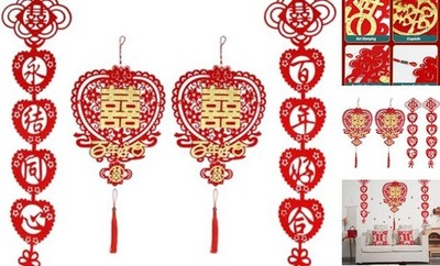 4 Pcs Traditional Chinese Wedding Decoration Set, Classic Style for Door and 