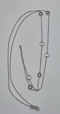 Delicate Elle Paris 925 Long Necklace With Cushion Cut CZ's