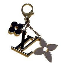 Louis Vuitton Flower Monogram Bag Charm Key Ring Gold Accent Excellent Condition