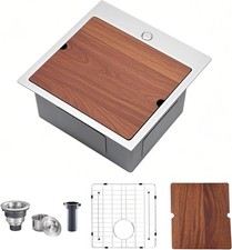 18x18 Inch Drop In Bar Sinks Stainless Steel Top Mount Single Bowl Kitchen Prep