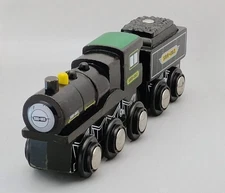 Maxim Wooden Train Engine SRR-063 & Coal Hopper Car Thomas Brio Compatable GUC