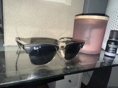 Ray-Ban Clubmaster Polarized Sunglasses Black Frame Black Lenses w/ Case