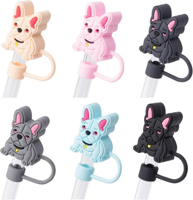 #ad 6Pcs French Bulldog Straw Cover Cap for Stanley Cup 40Oz 30Oz Accessories 10Mm $10.00