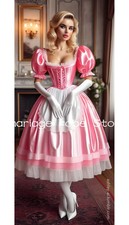 Cosplay Evening Dresses Pink Square Corset Lace-up Victorian Prom Party Gown