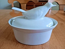 Vintage Apilco Classic Whitewear Bird-lidded Covered Oval #3 Casserole Porcelain