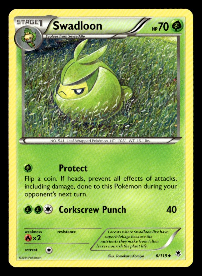 Swadloon Uncommon Normal XY - Phantom Forces 6/119 LP Pokémon TCG