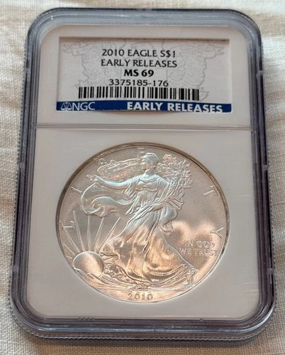🇺🇸 2010 American SILVER Eagle ~ NGC MS69 Early Releases ~ 1oz .999 Fine Silver