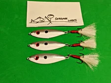 3- 1.5 oz SHAD Fishing Casting Jigging Slab Lead Spoon Lures white / chrome