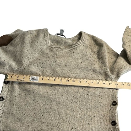 Autumn Cashmere Oatmeal Tweed Variegated Suede Elbow Patch Sweater Size M - Picture 13 of 14