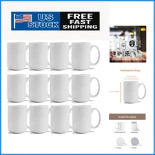 Blank Sublimation Mugs 15 Oz White Ceramic Sublimation Coffee Mugs Bulk Mugs fo