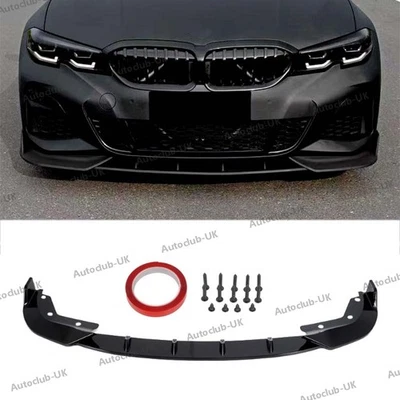 AUTOCLUB-UK Gloss Black Front Bumper Splitter Lip Spoiler For BMW G20 G21 G28 M Sport 19-22