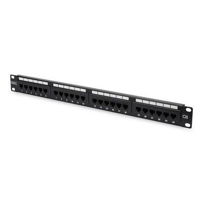 DIGITUS 24 Port Cat6 Patchpanel 19'' Patchfeld 1HE RackMount 19 Zoll schwarz
