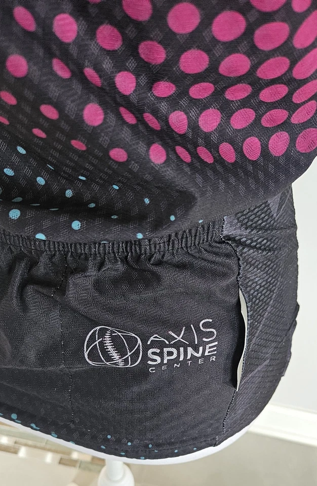  Camiseta deportiva de ciclismo con cremallera 1/4 para mujer M con bolsillo trasero negra rosa azul Foto 4 de 4