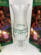 5 pat o'briens 'hurricane' glasses - 4 nos~boxed - tall 10" green ~90s ver & EXC