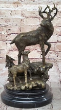signed Lopez~Bronze Elk Stag Buck Deer sculpture Hot Cast Marble Figurine Sale
