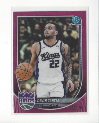 2025-26 Bowman Chrome Fuchsia Refractor #BCV197 Devin Carter Kings /199