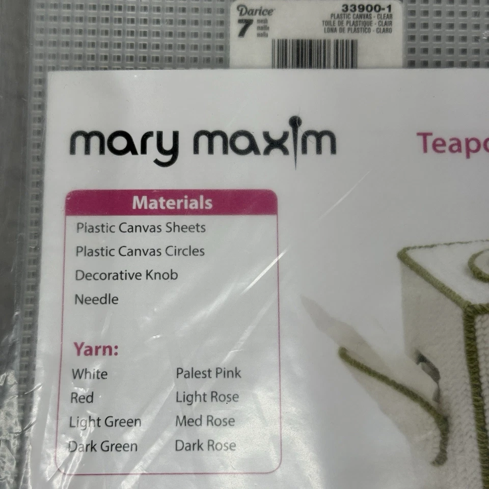 Mary Maxim Teapot Tissue Box Cover Plastic Canvas Craft Kit 24470 Floral Rose - Image 4 of 4